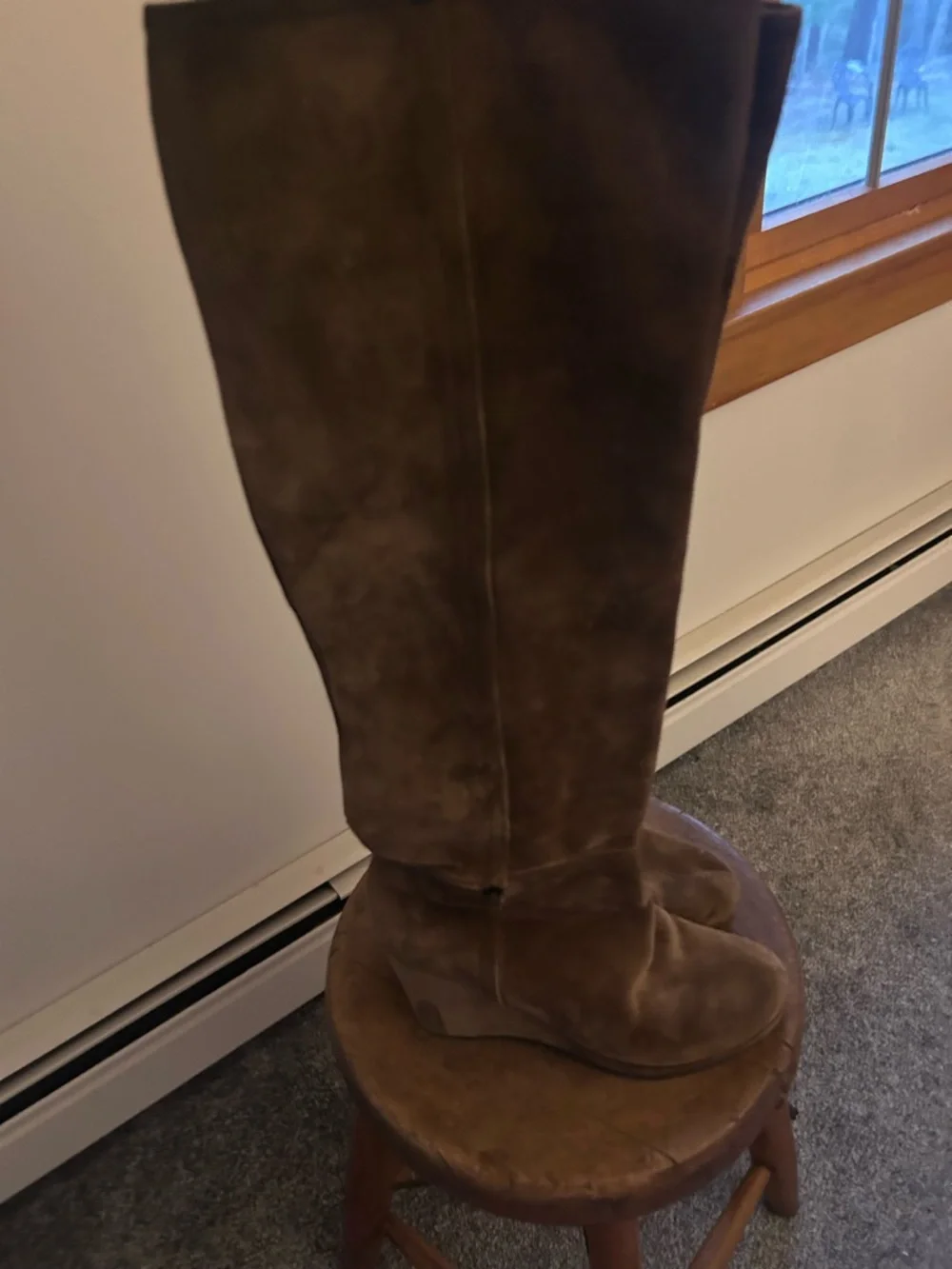 Prada Brown Suede Over-the-Knee Wedge Boots - Picture 3 of 3